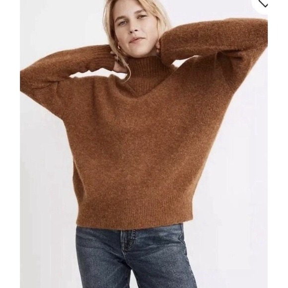 MADEWELL Dillon Mockneck Pullover Sweater Women's Size Medium Brown - Picture 2 of 9